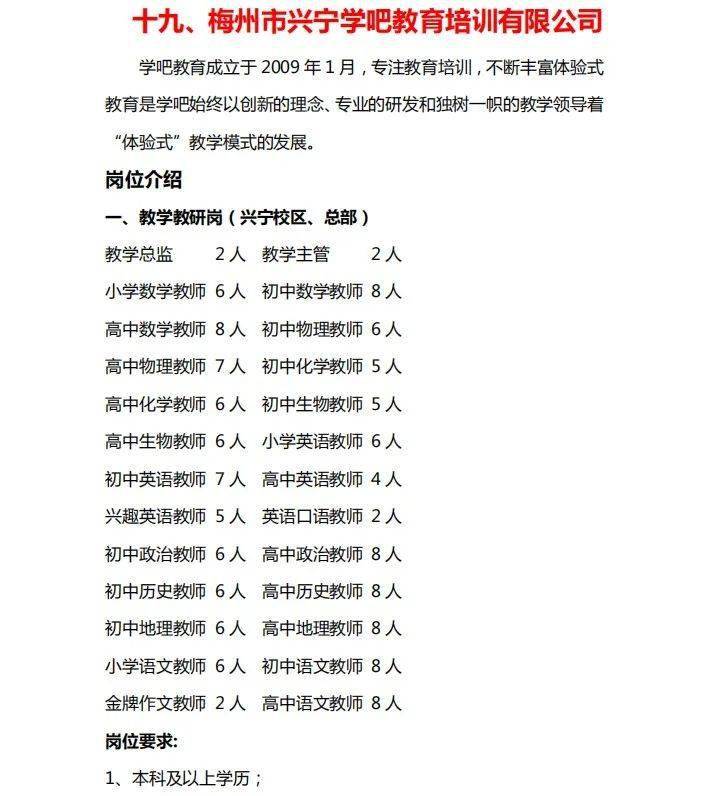 兴宁市招聘网最新招聘信息速递