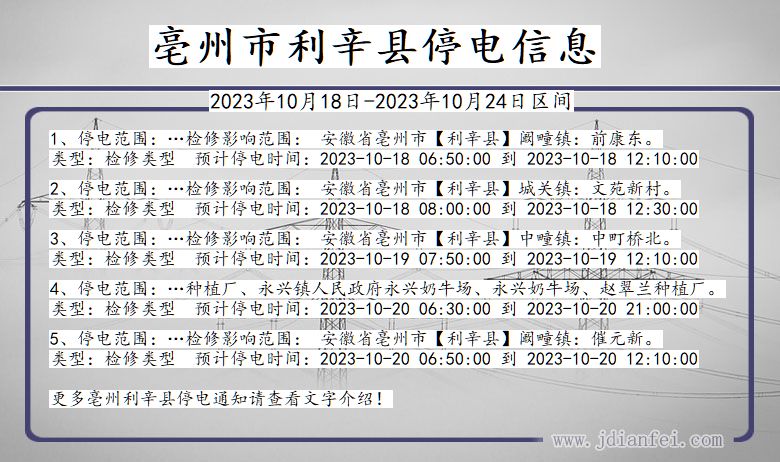 亳州最新停电通知公告